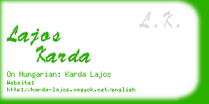 lajos karda business card